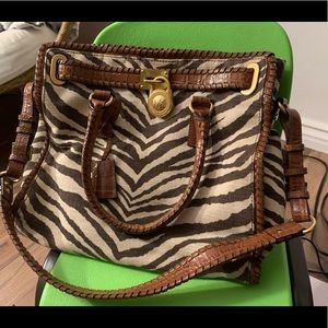 Michael Kors, Brown Zebra fabric print satchel handbag